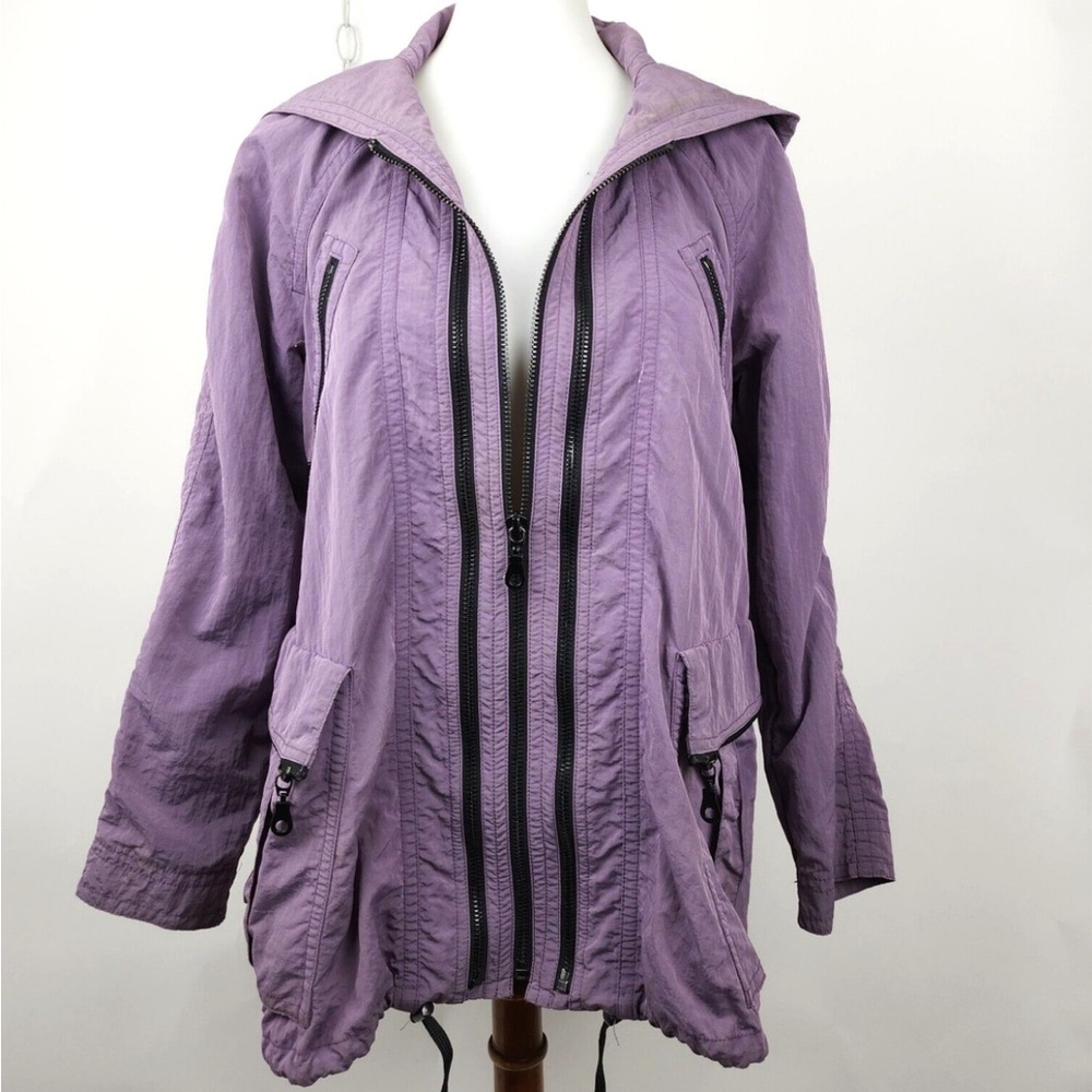 Equipment Regular Purple Triple Full Zip Hooded Rain Jacket Size XS